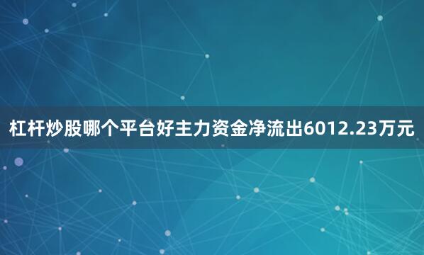 杠杆炒股哪个平台好主力资金净流出6012.23万元